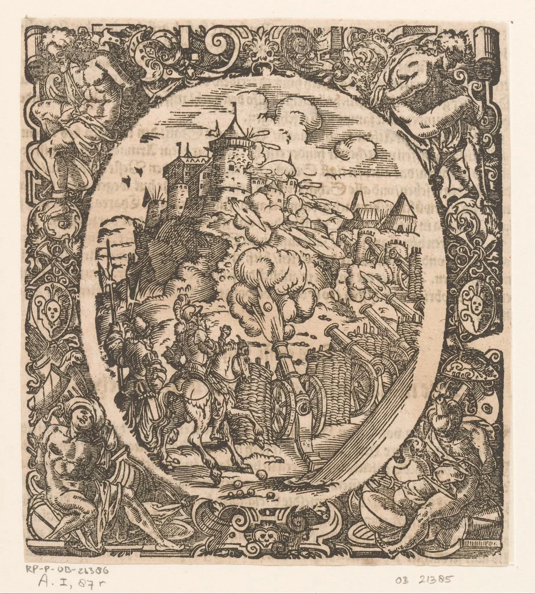 Beschieten van een kasteel op een heuvel by Jost Amman, print, 1573