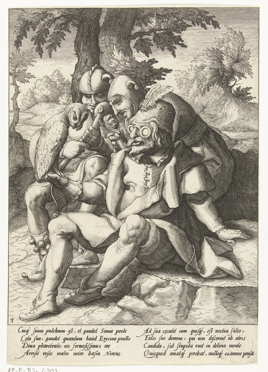 Elk meent zijn uil een valk te zijn by Unknown, print, 1590-1594