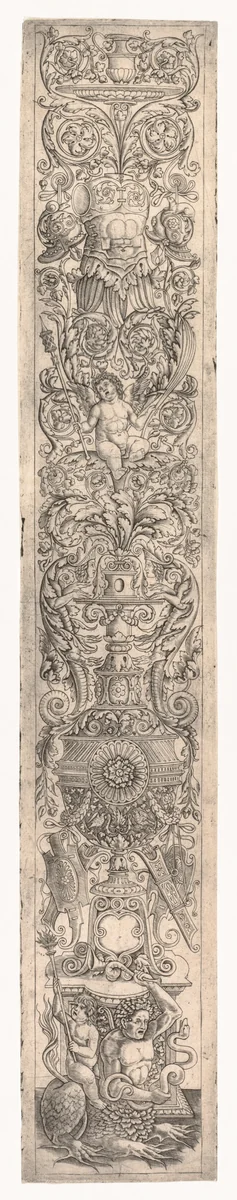 Ornamental Panel: Triton Ridden by a Child by Giovanni Pietro da Birago, print, 1505-1515