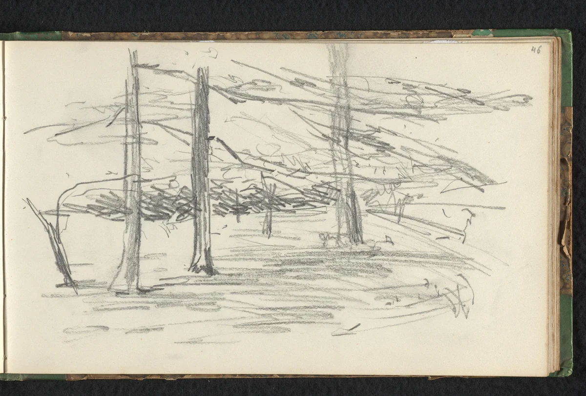 Landschap met bomen by Jan Bedijs Tom, drawing, 1823-1894