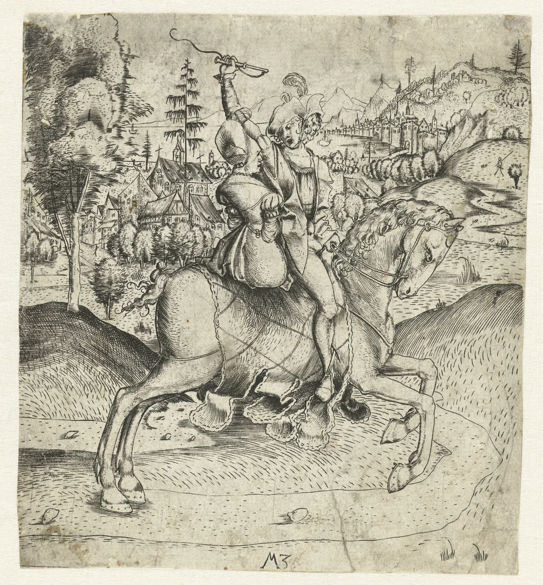 Het rijdende paar by Unknown, print, 1500-1503