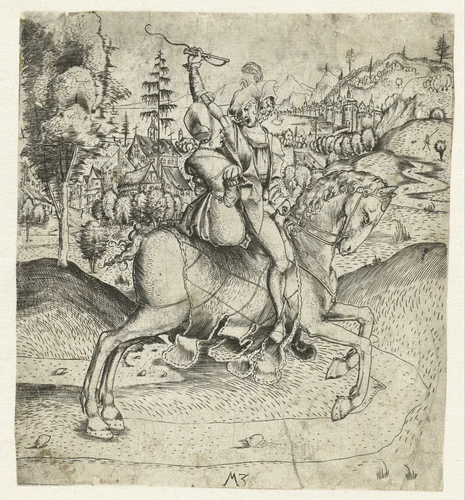 Het rijdende paar by Unknown, print, 1500-1503