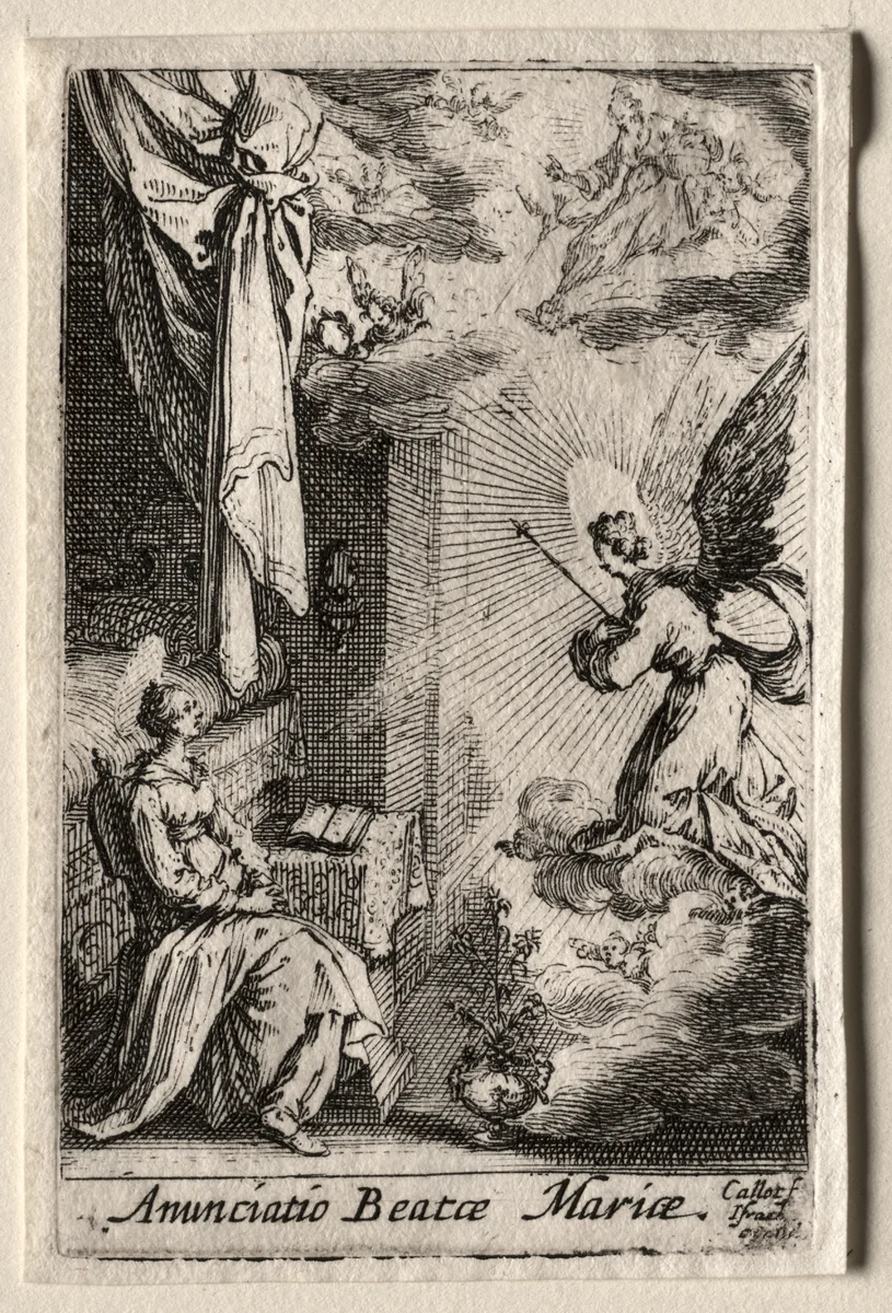 The Annunciation by Jacques Callot, print, 1633-1635