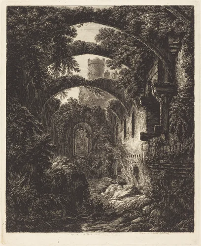 The Great Hall at Conway Castle by George Cuitt, print, 1779-1854