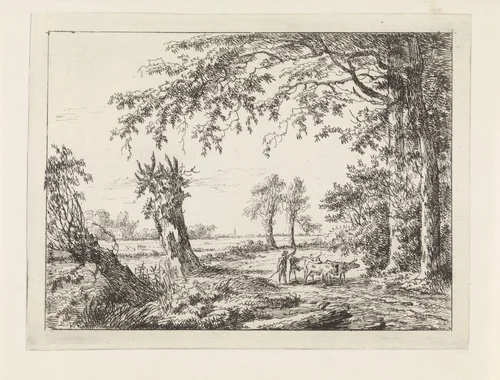 Boer met koeien op een weg by Gerard van Nijmegen, print, 1794