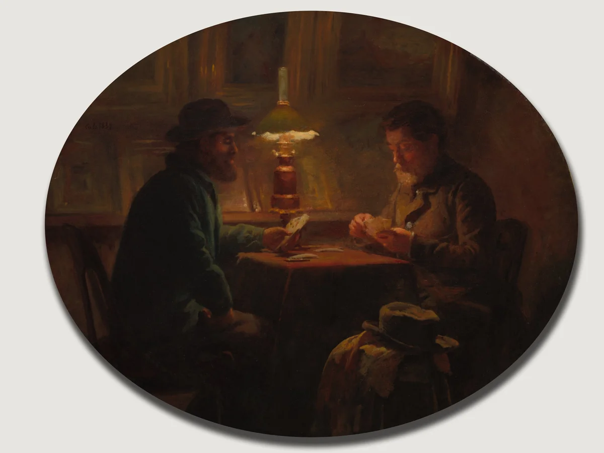 Card Game at "le Père Martin" by Adolphe Félix Cals, painting, 1859