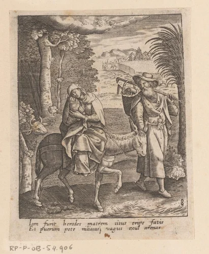 Vlucht naar Egypte by Heinrich Ulrich, print, 1582-1671