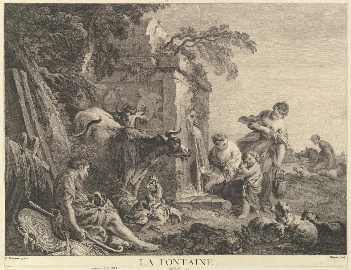 The Fountain by Jean Pelletier, print, 1736-1800