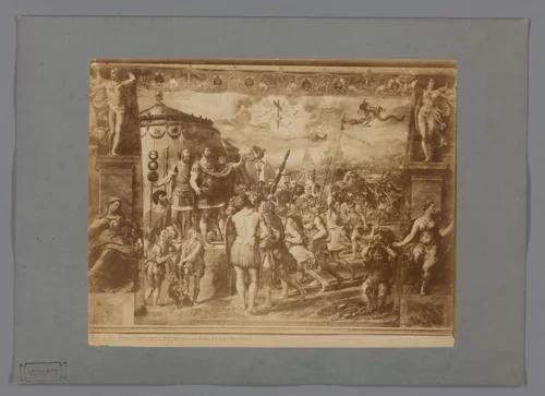 Fotoreproductie van het fresco Het visioen van het Kruis door Rafaël in de Stanze di Raffaello, Vaticaanstad by anonymous, photograph, 1851-1900