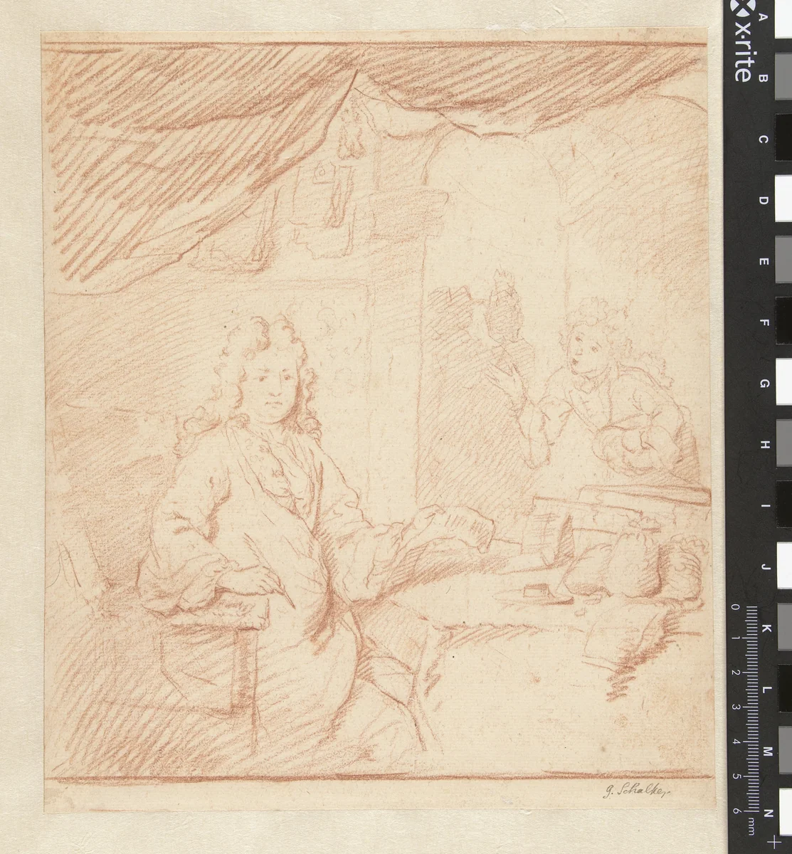 Portret van een koopman by Godfried Schalcken, drawing, 1653-1706