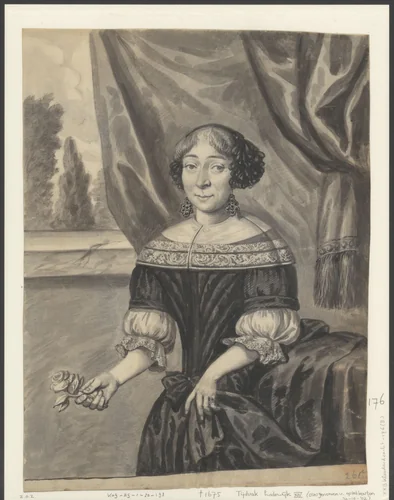 Portret van een onbekende vrouw by anonymous, drawing, 1650-1699