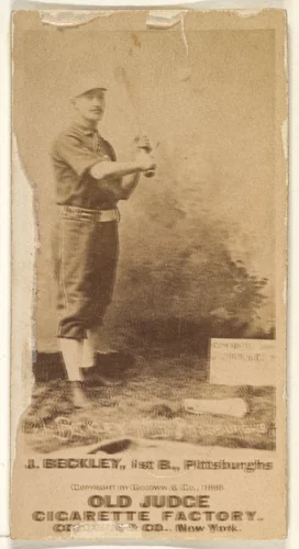 Jacob Peter "Eagle Eye" Beckley, 1st Base, Pittsburgh, from the Old Judge series (N172) for Old Judge Cigarettes by Goodwin & Company, photograph, 1888