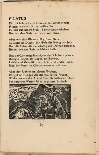 Pilatus (Pilate) (in-text plate) from mock-up of Georg Heym: Umbra Vitae (Georg Heym: Shadow of Life) by Ernst Ludwig Kirchner, volume, 1912-1922