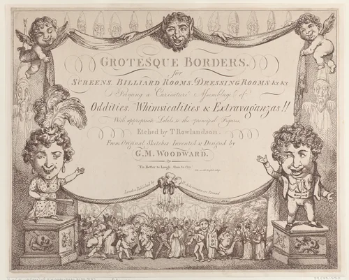 Grotesque Borders for Screens, Billiard Rooms, Dressing Rooms, &c &c by Thomas Rowlandson, print, 1799-1800