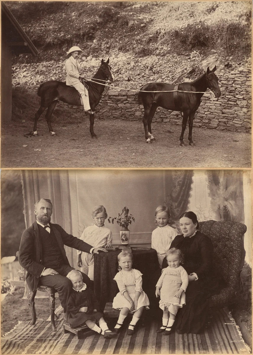 Captain H.S. Rawhinson (recto); Mr. Robert Holtz and Family (verso) by Raja Deen Dayal, photograph, 1877-1892