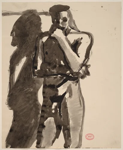 untitled [standing female nude with right arm behind back] by Richard Diebenkorn, drawing, 1955-1967