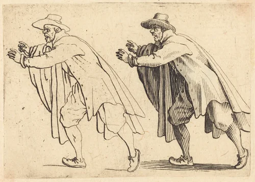 Man Moving Abruptly by Jacques Callot, print, 1617