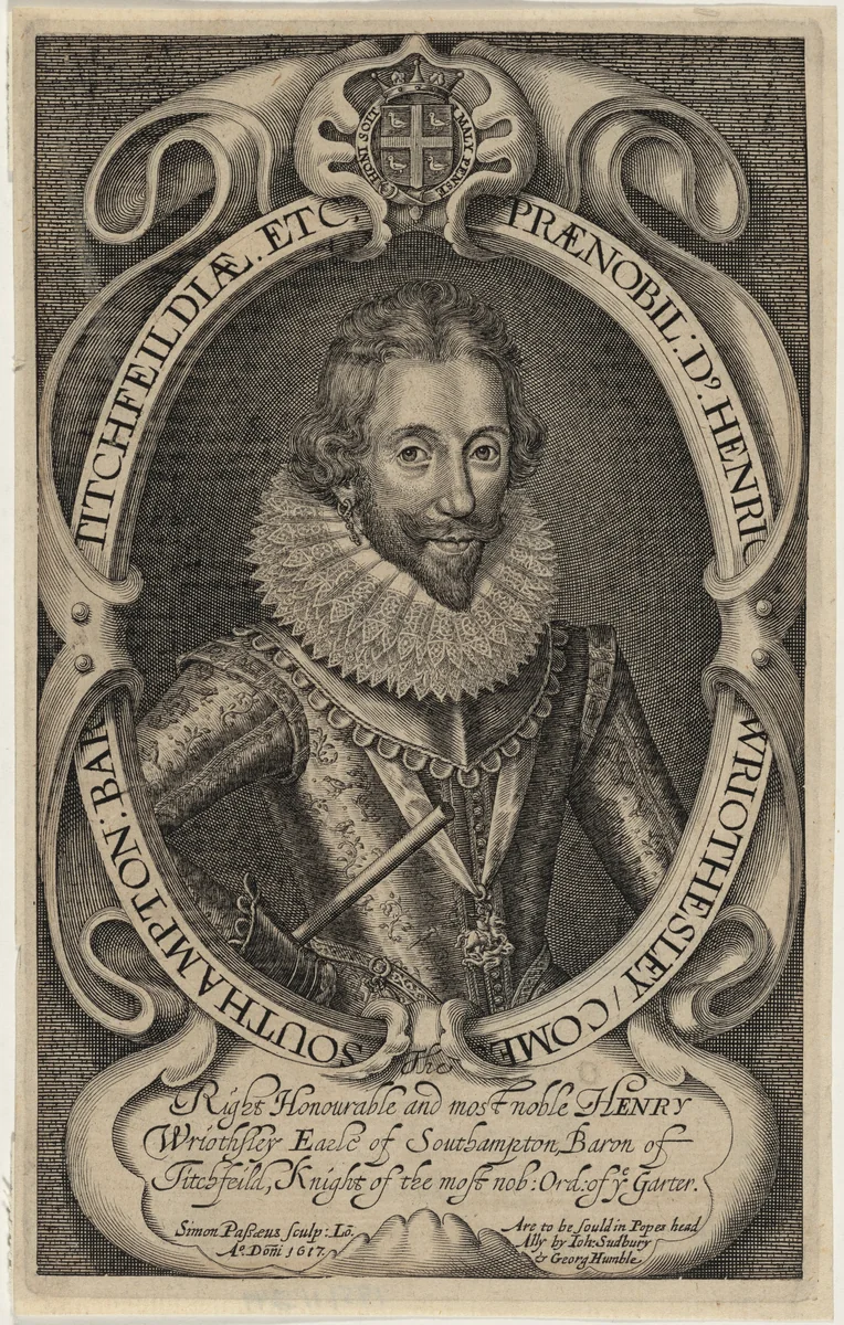 Henry Wriothersley, Third Earl of Southampton by Simon van de Passe, print, 1617