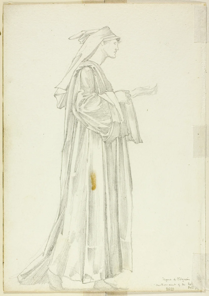 Study of Pilgrim for Romaunt of the Rose by Edward Burne-Jones, drawing, 1868-1883