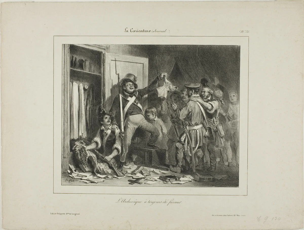 The Archbishop Was Always a Rogue by Denis Auguste Marie Raffet, print, 1831
