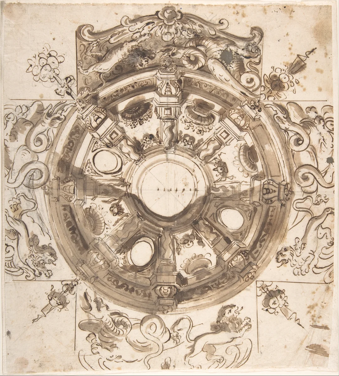 Study for a Ceiling Decoration by anonymous, drawing, 1600-1699