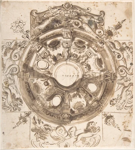 Study for a Ceiling Decoration by anonymous, drawing, 1600-1699