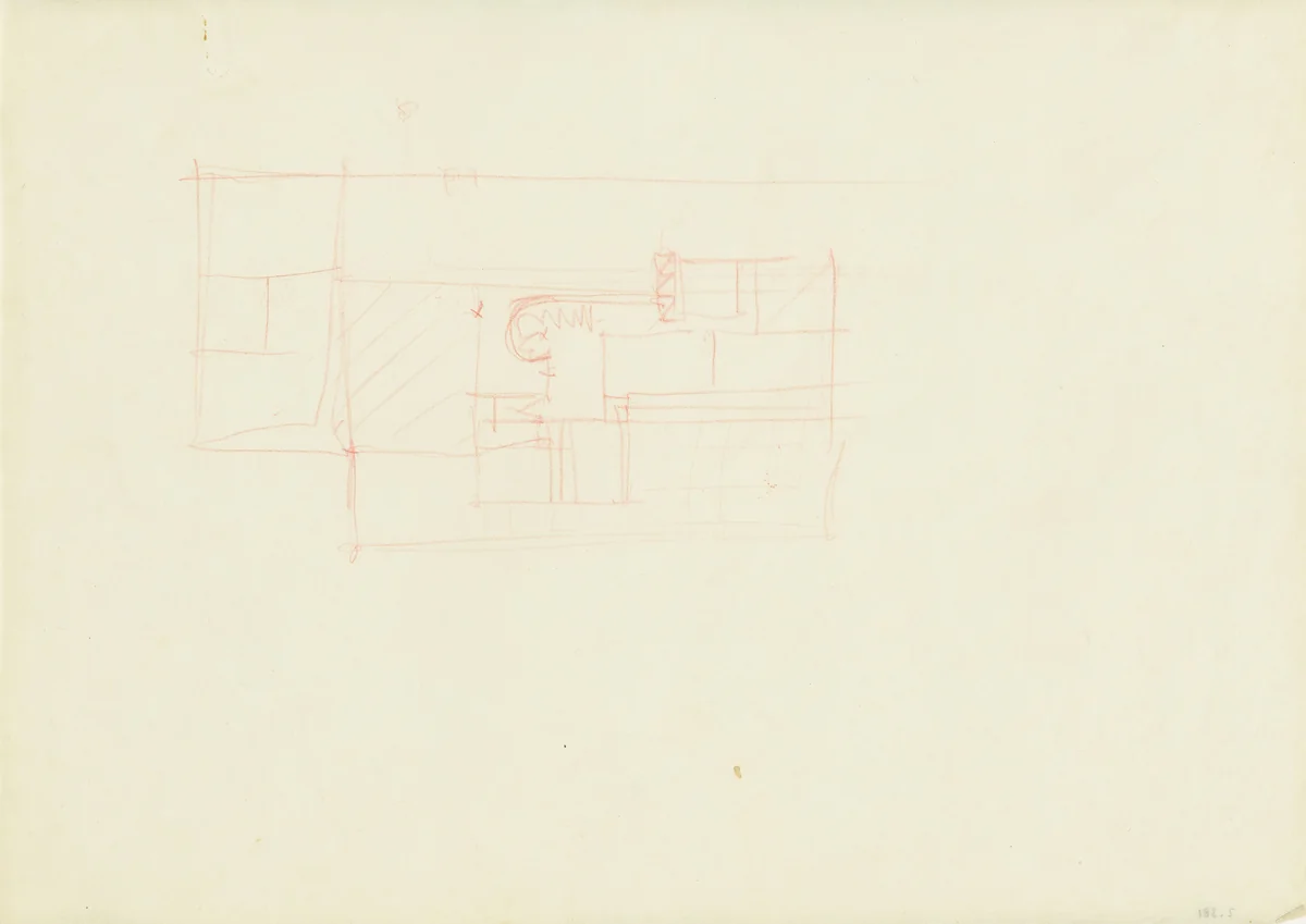 Tugendhat House, Brno, Czech Republic, Upper-floor plan, Sketch by Ludwig Mies van der Rohe, mies van der rohe archive, 1928