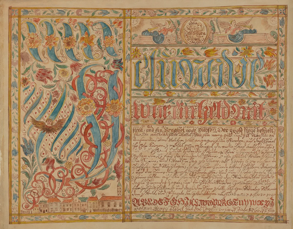 Fraktur by Albert Levone, index of american design, 1935-1942