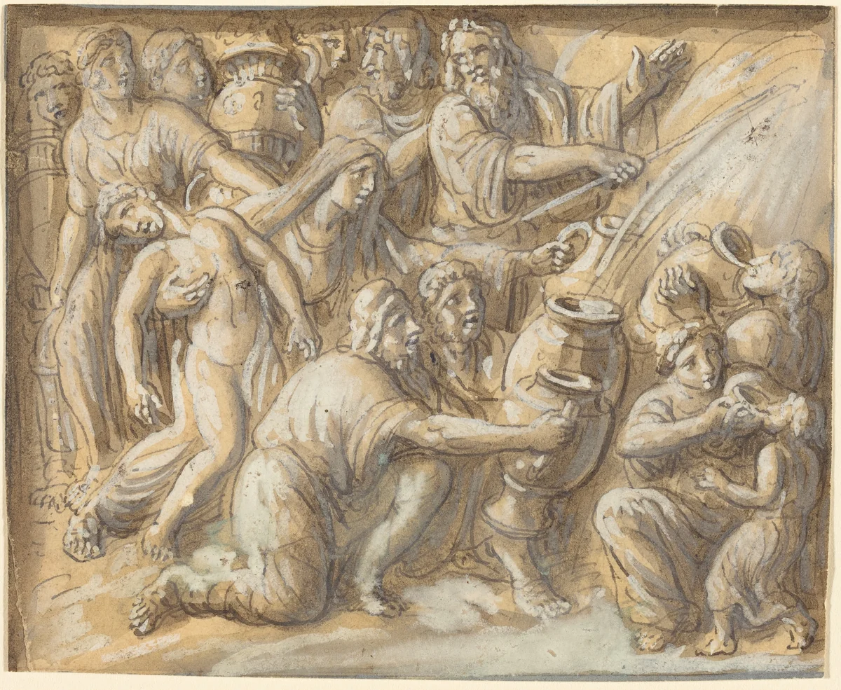 Moses Drawing Water From the Rock by Luigi Ademollo, drawing, 1764-1849