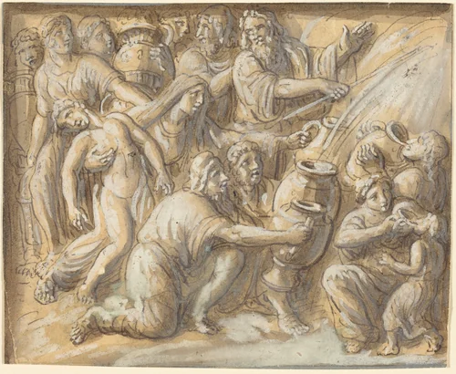 Moses Drawing Water From the Rock by Luigi Ademollo, drawing, 1764-1849