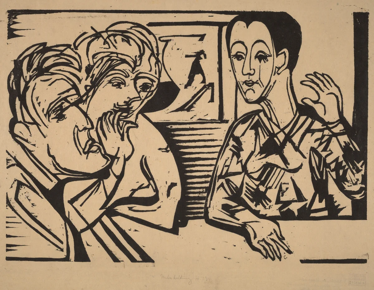 Conversation by Ernst Ludwig Kirchner, print, 1929