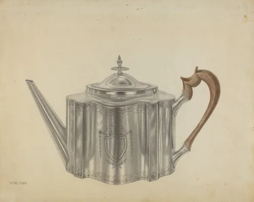 Silver Teapot by Michael Fenga, index of american design, 1938