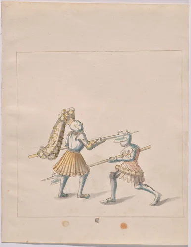 Foot Combat with Halberds by German 16th Century, drawing, 1515