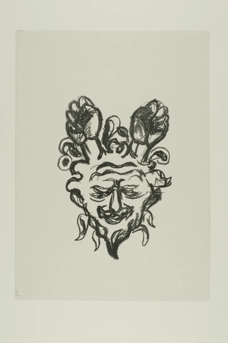 Vignette: Satyr's Head by Edvard Munch, print, 1908-1909