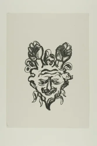 Vignette: Satyr's Head by Edvard Munch, print, 1908-1909