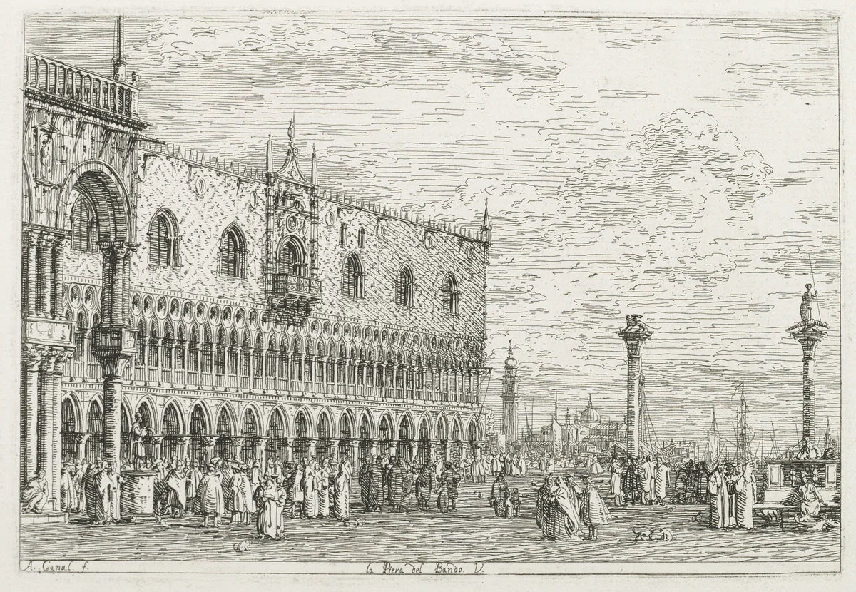 Views: The Stone of Proclamation at Venice by Antonio Canaletto, print, 1735-1746