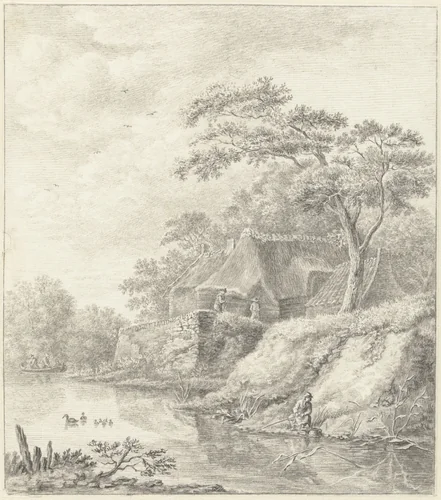 Oude stadswal by Abraham Delfos, drawing, 1741-1820