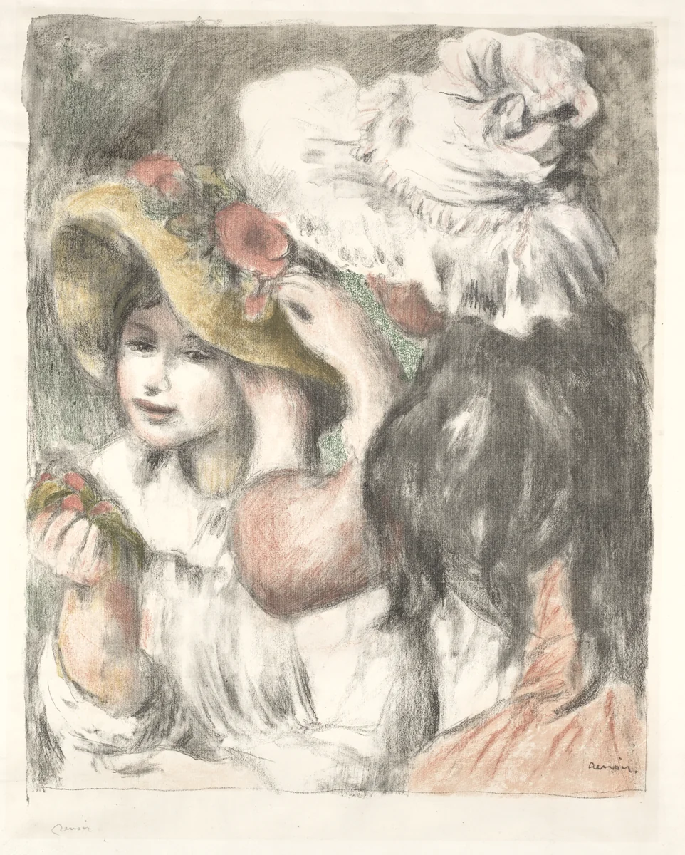 Pinning the Hat by Pierre-Auguste Renoir, print, 1893-1903