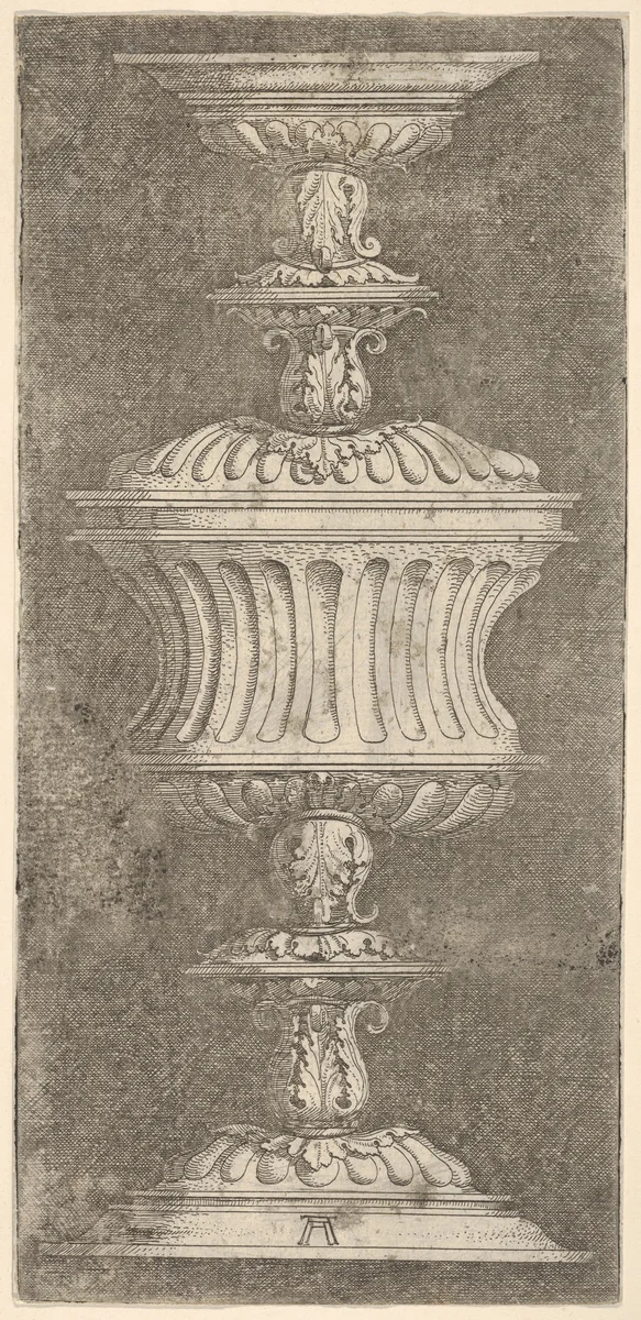 Double Goblet with Flutes and Acanthus-Leaves by Albrecht Altdorfer, print, 1500-1538