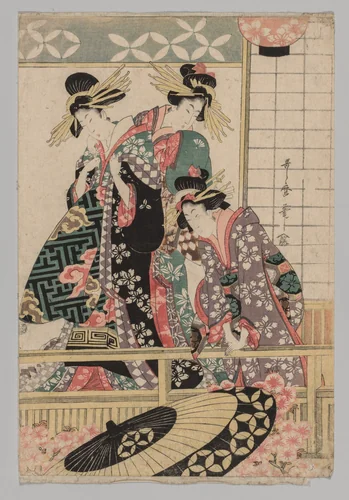 Yoshiwara Women Looking into the Street at Springtime by Kitagawa Utamaro (喜多川歌麿), print, 1753-1806