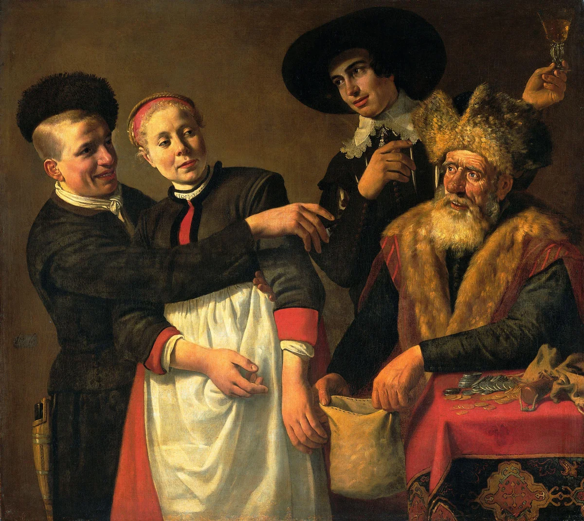 Mooy-Aal and her Suitors by Claes Moeyaert, painting, 1630-1640