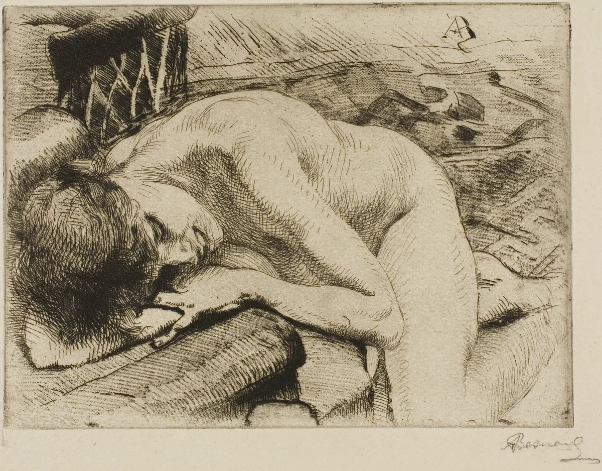 The Sleeping Model by Albert Besnard, print, 1885