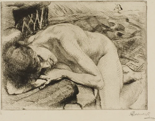 The Sleeping Model by Albert Besnard, print, 1885