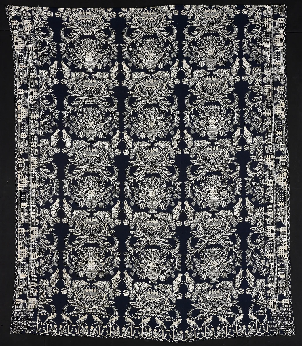 Coverlet by Jesse Hart, textile, 1851