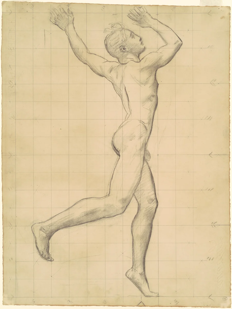 Study of Apollo for "Apollo and Daphne" by John Singer Sargent, drawing, 1913-1920