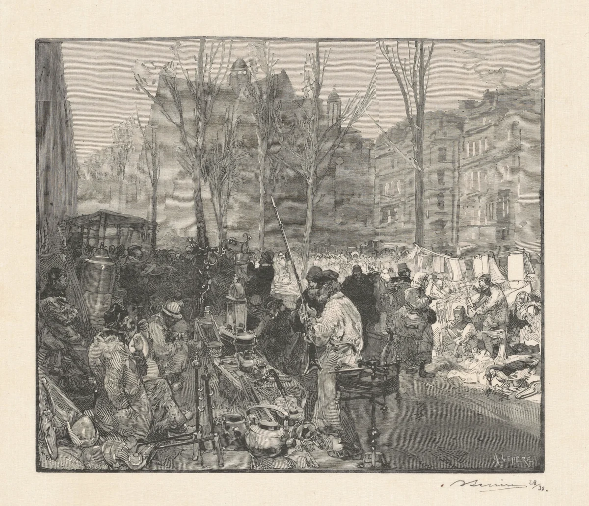 Marché à la terraille by Auguste Lepère, print, 1890