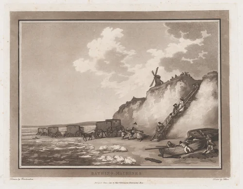 Bathing Machines (An Excursion to Brighthelmstone) by Thomas Rowlandson, print, 1790
