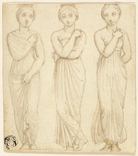 Three Draped Female Figures by Thomas Stothard, drawing, 1775-1834