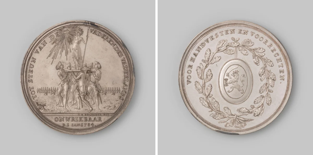 Op het wapenen der burgerkorpsen in Nederland by Johan George Holtzhey, metalwork, 1784