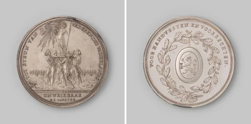 Op het wapenen der burgerkorpsen in Nederland by Johan George Holtzhey, metalwork, 1784